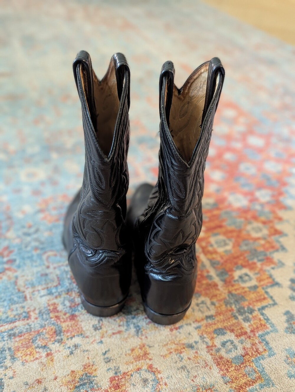Tony Lama Vaquero Men's 13 D Black Cowboy Western Boots Leather Style #2993 - Picture 5 of 8